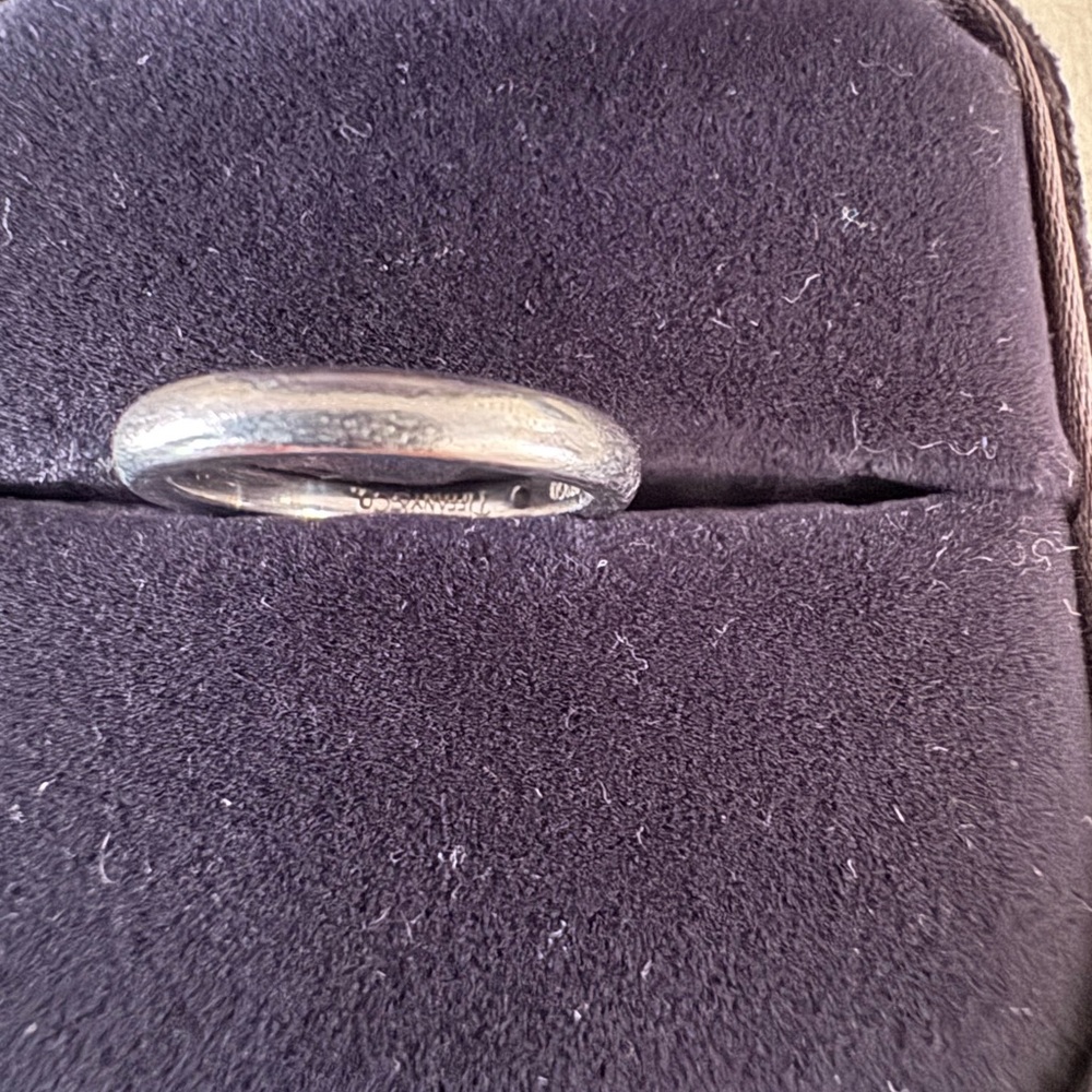 100% Auth Tiffany & Co  Elsa Peretti PT950 Platinum Diamond Band Ring （Size 5） - Picture 6 of 8